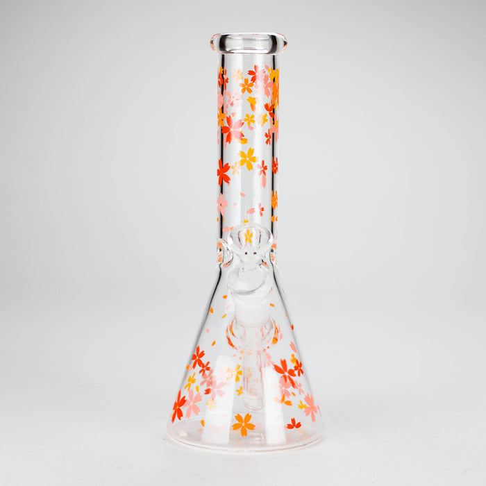 10" Cherry Blossom Glass Beaker Bong – 14mm Bowl Joint Glass Bong 777 Smoke
