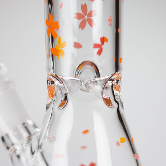 10" Cherry Blossom Glass Beaker Bong – 14mm Bowl Joint Glass Bong 777 Smoke