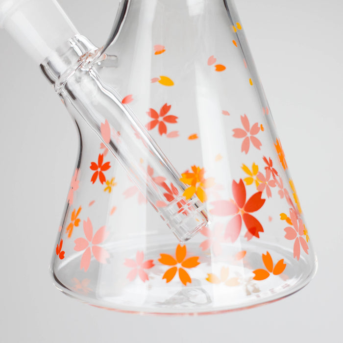 10" Cherry Blossom Glass Beaker Bong – 14mm Bowl Joint Glass Bong 777 Smoke