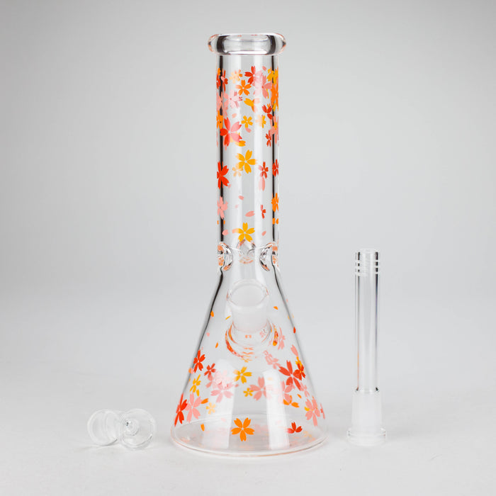 10" Cherry Blossom Glass Beaker Bong – 14mm Bowl Joint Glass Bong 777 Smoke