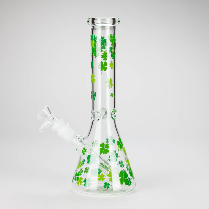 10" Lucky Clover Glass Beaker Bong – 14mm Bowl Joint Glass Bong 777 Smoke