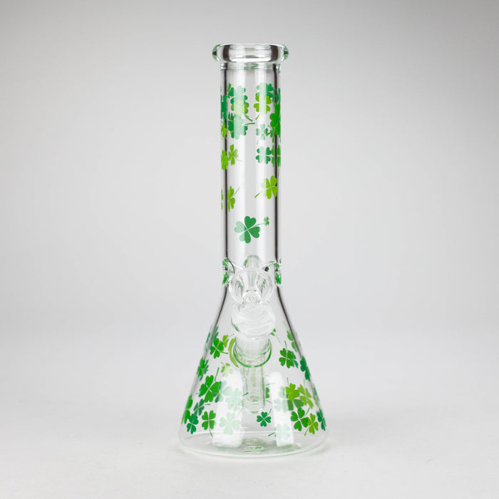 10" Lucky Clover Glass Beaker Bong – 14mm Bowl Joint Glass Bong 777 Smoke