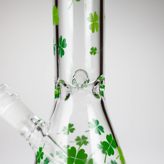 10" Lucky Clover Glass Beaker Bong – 14mm Bowl Joint Glass Bong 777 Smoke