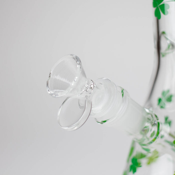10" Lucky Clover Glass Beaker Bong – 14mm Bowl Joint Glass Bong 777 Smoke