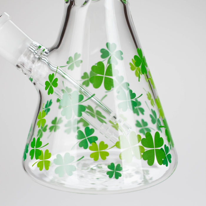10" Lucky Clover Glass Beaker Bong – 14mm Bowl Joint Glass Bong 777 Smoke