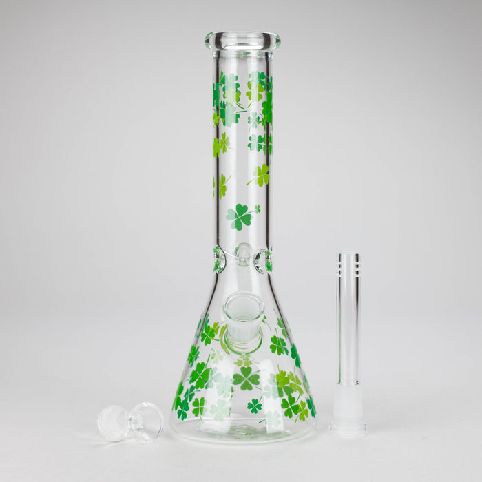 10" Lucky Clover Glass Beaker Bong – 14mm Bowl Joint Glass Bong 777 Smoke