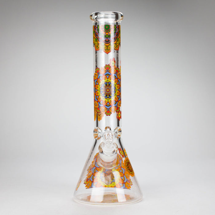 14" Flower Design Glass Bong – 7mm Thick with Ice Catcher Glass Bong 777 Smoke