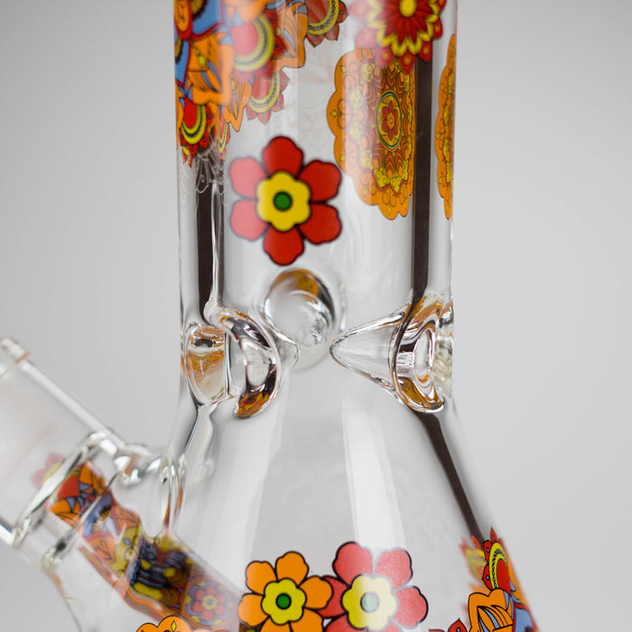 14" Flower Design Glass Bong – 7mm Thick with Ice Catcher Glass Bong 777 Smoke