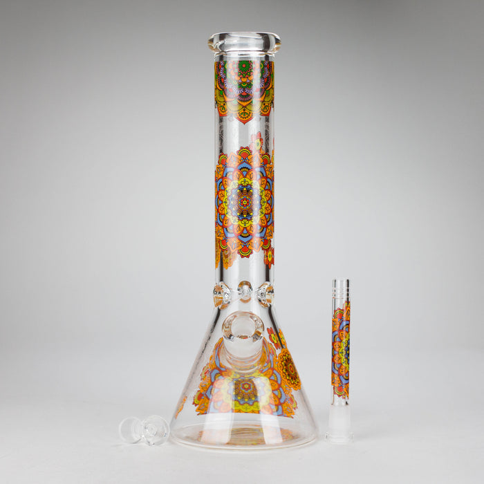14" Flower Design Glass Bong – 7mm Thick with Ice Catcher Glass Bong 777 Smoke
