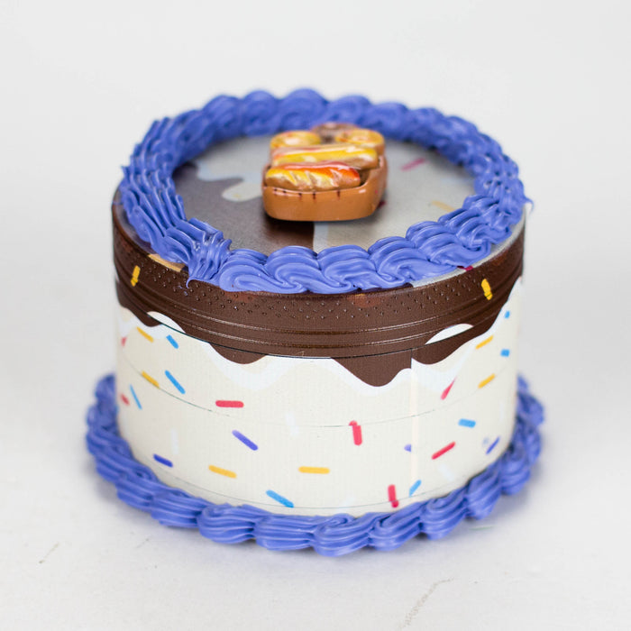 2.5" Cake-Shaped Metal Grinder – 4-Layer Herb Grinder (Box of 6) Display Pack 777 Smoke