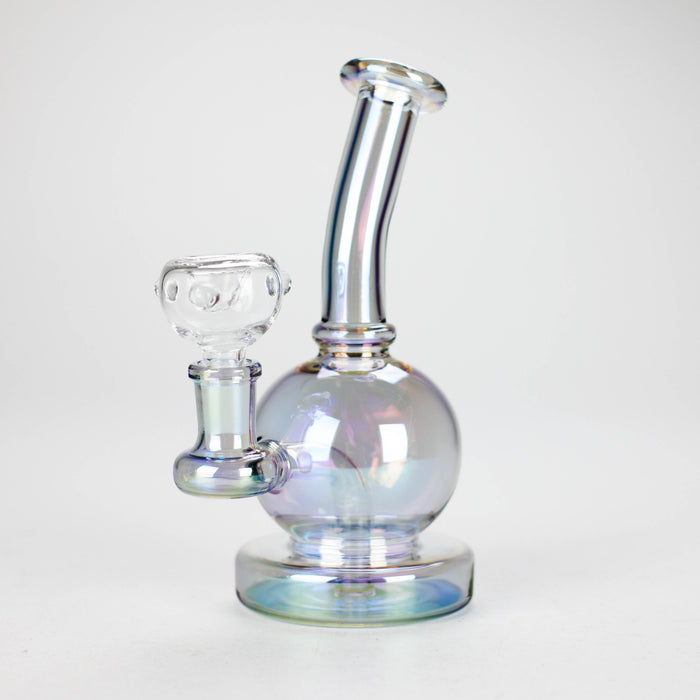 7" Solid Color Electroplate Glass Bong – 14mm Bowl Joint Glass Bong 777 Smoke Blue
