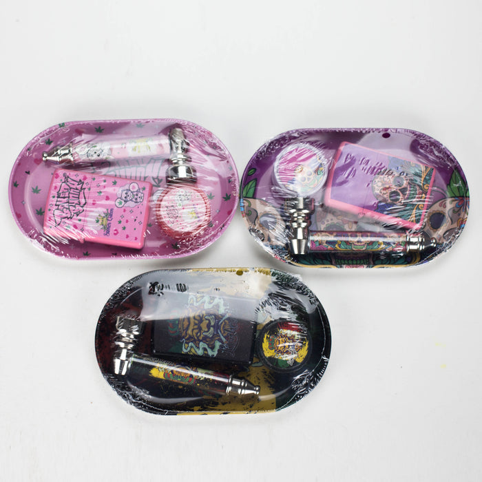 ZMetal Pipe & Lighter Gift Set – Includes Zippo-Style Lighter, Grinder & Tray Metal Pipe 777 Smoke