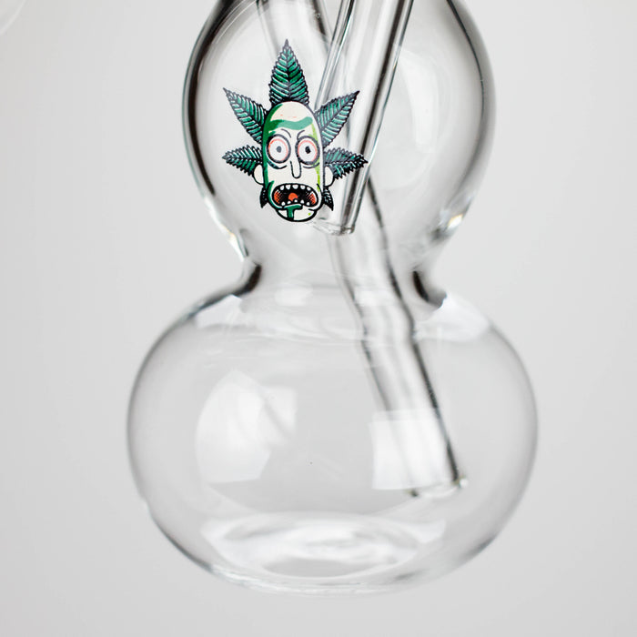 6" Flat Mush Mix Sticker Glass Oil Burner Pipe – Unique Double Bubble Design Glass Rig RMG WHOLESALE