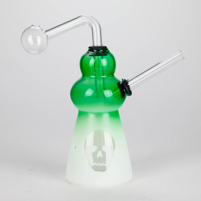 6" Flat Bottom Skull Glass Oil Burner – Compact Design with Assorted Colors Glass Rig RMG WHOLESALE