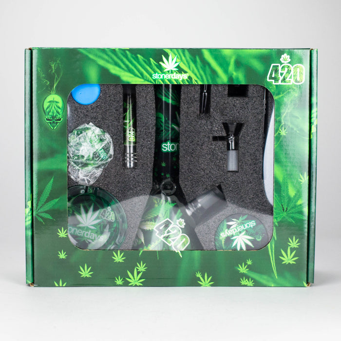 10-in-1 Smoke Set with Weed Design – Complete Smoking Kit Glass Bong 777 Smoke