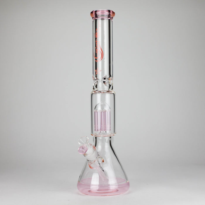 Genie | 17.5" 10-Arm 9mm Colored Bottom Glass Bong [GE4180] Glass Bong ONE Pink