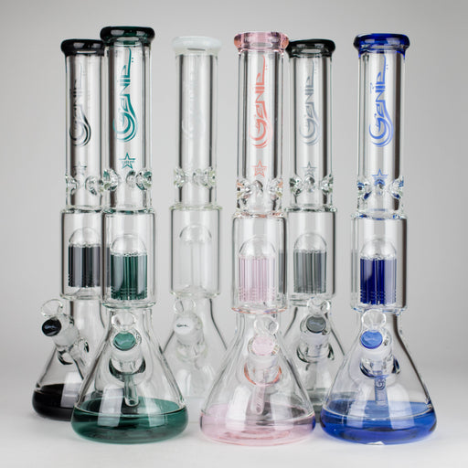 Genie | 17.5" 10-Arm 9mm Colored Bottom Glass Bong [GE4180] Glass Bong ONE