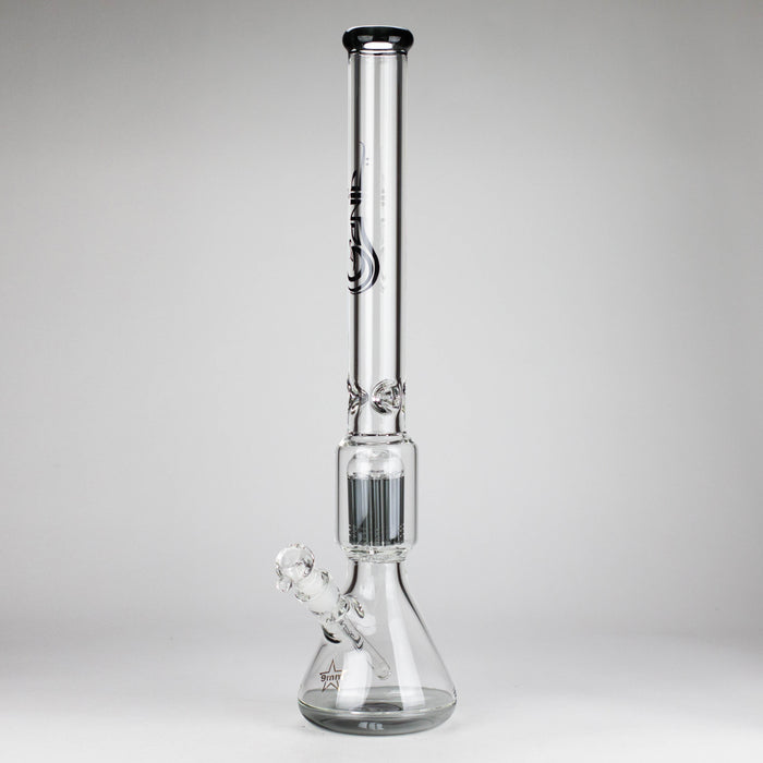 Genie | 24" 12-Arm 9mm Colored Bottom Glass Water Bong [F7-004-1] Glass Bong ONE Light Black (Gray)