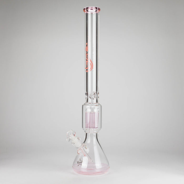 Genie | 24" 12-Arm 9mm Colored Bottom Glass Water Bong [F7-004-1] Glass Bong ONE Pink