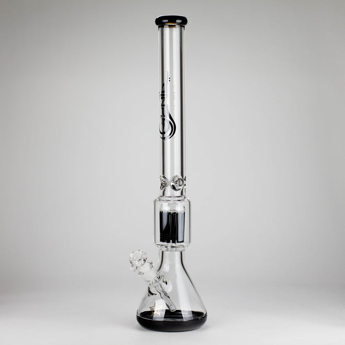 Genie | 24" 12-Arm 9mm Colored Bottom Glass Water Bong [F7-004-1] Glass Bong ONE Black