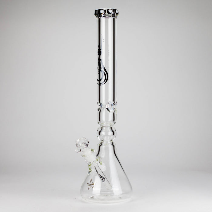 Genie | 19.5" 9mm Curved Shaft Glass Beaker Bong [F7-002-1] Glass Bong ONE Black
