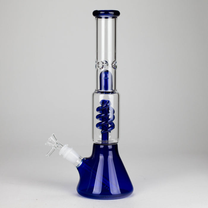 13" Color Accented Glass Water Bong with Coil Percolator & Splash Guard Glass Bong 777 Smoke