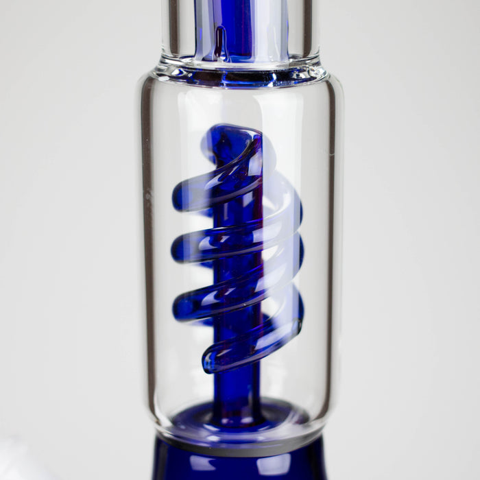 13" Color Accented Glass Water Bong with Coil Percolator & Splash Guard Glass Bong 777 Smoke