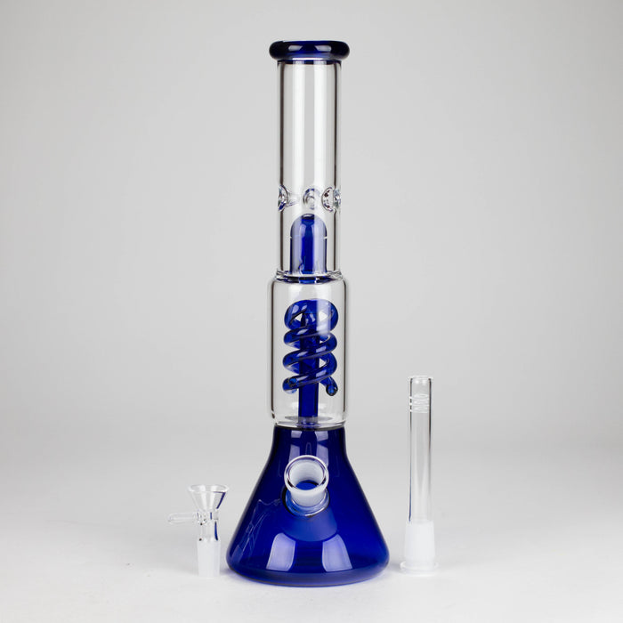 13" Color Accented Glass Water Bong with Coil Percolator & Splash Guard Glass Bong 777 Smoke