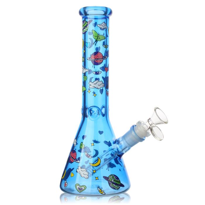 10" 5mm Milkyway Glass Beaker Bong - 4 Assorted Colours Glass Bong Super Supplys Inc Blue
