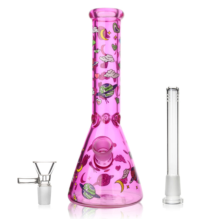 10" 5mm Milkyway Glass Beaker Bong - 4 Assorted Colours Glass Bong Super Supplys Inc