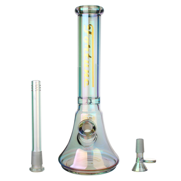 Fortune | Electroplated 14" 7mm New Beaker - 4 Assorted Colours Glass Bong Fortune