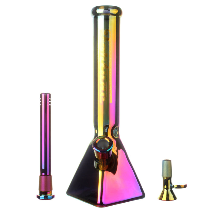 Fortune | Electroplated 14" 7mm Pyramid Base Glass Beaker Bong Glass Bong Fortune
