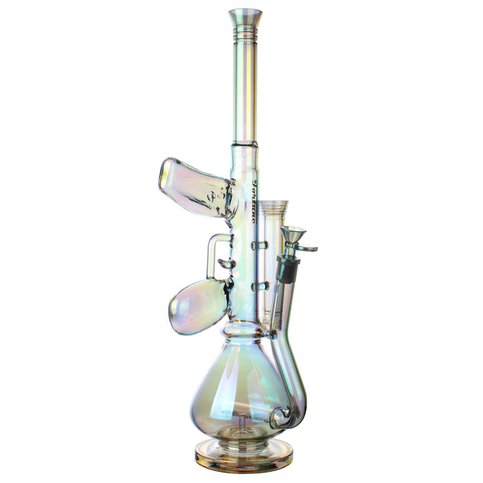 Fortune | 18" AK-47 Style Electroplated Glass Bong Glass Bong Fortune Frosted Grey