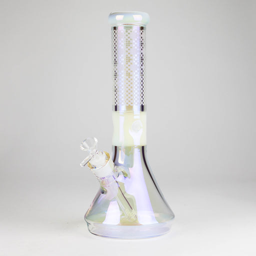 12.5" Hologram Beaker Glass Bong Glass Bong Small Biz Distributors White