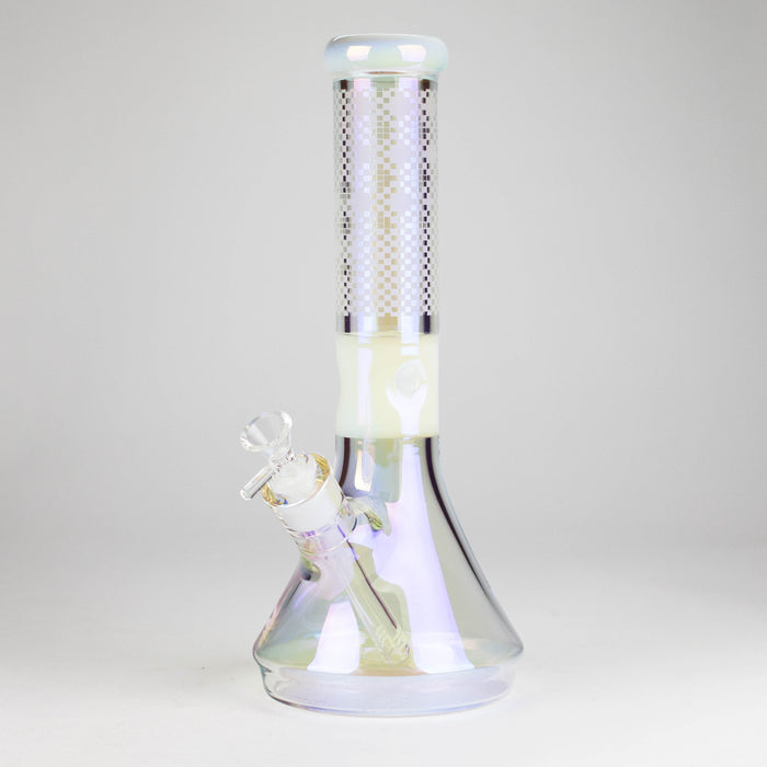 12.5" Hologram Beaker Glass Bong Glass Bong Small Biz Distributors White