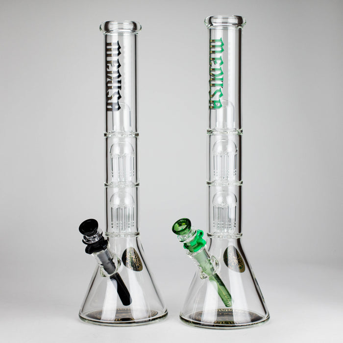 Medusa | 17" 7mm Double Tree Perc Glass Bong with Splash Guard Glass Bong Small Biz Distributors
