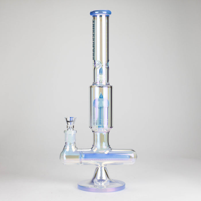 Trippy Glass | 17" 7mm Holographic Stemline Bong – Triple Diffused Perc with 18mm Bowl Glass Bong Small Biz Distributors BLUE