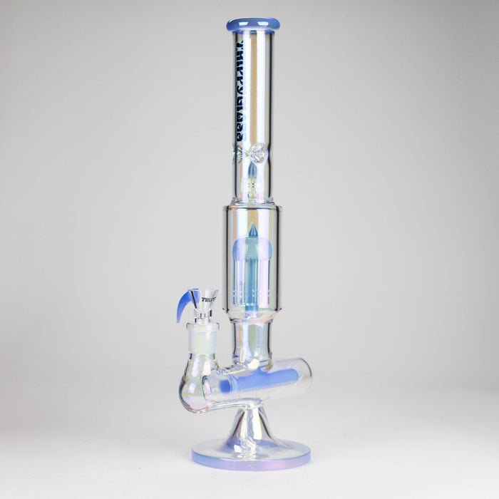 Trippy Glass | 17" 7mm Holographic Stemline Bong – Triple Diffused Perc with 18mm Bowl Glass Bong Small Biz Distributors