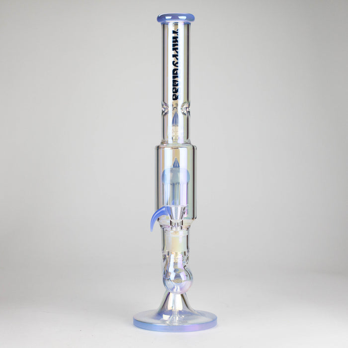 Trippy Glass | 17" 7mm Holographic Stemline Bong – Triple Diffused Perc with 18mm Bowl Glass Bong Small Biz Distributors