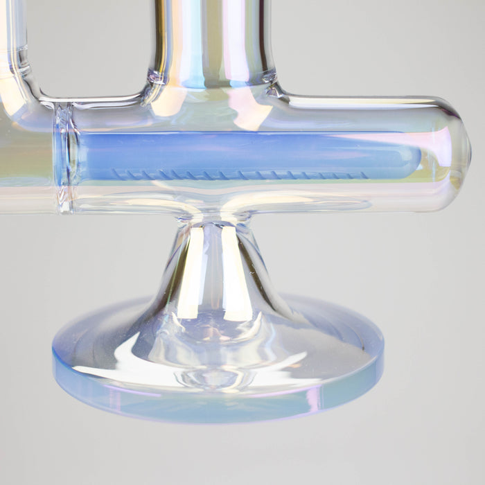 Trippy Glass | 17" 7mm Holographic Stemline Bong – Triple Diffused Perc with 18mm Bowl Glass Bong Small Biz Distributors