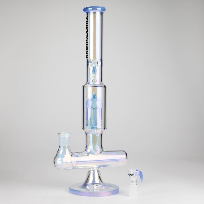 Trippy Glass | 17" 7mm Holographic Stemline Bong – Triple Diffused Perc with 18mm Bowl Glass Bong Small Biz Distributors