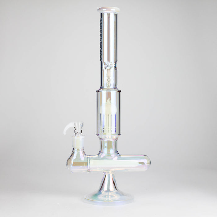 Trippy Glass | 17" 7mm Holographic Stemline Bong – Triple Diffused Perc with 18mm Bowl Glass Bong Small Biz Distributors WHITE
