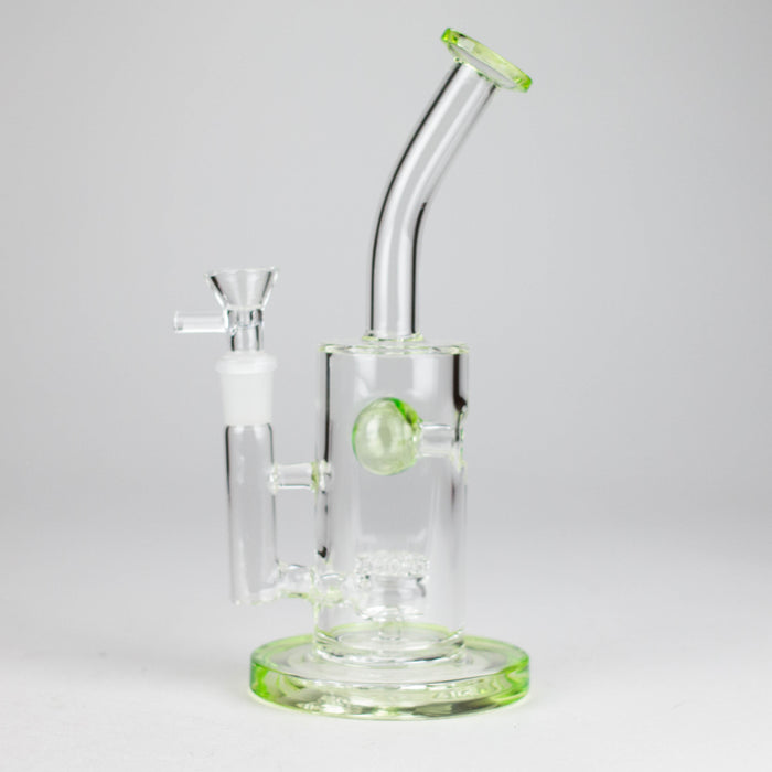 9" Ball Perc Glass Bong – Green with Bent Neck & 14mm Bowl Glass Bong Small Biz Distributors