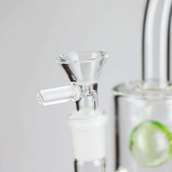 9" Ball Perc Glass Bong – Green with Bent Neck & 14mm Bowl Glass Bong Small Biz Distributors