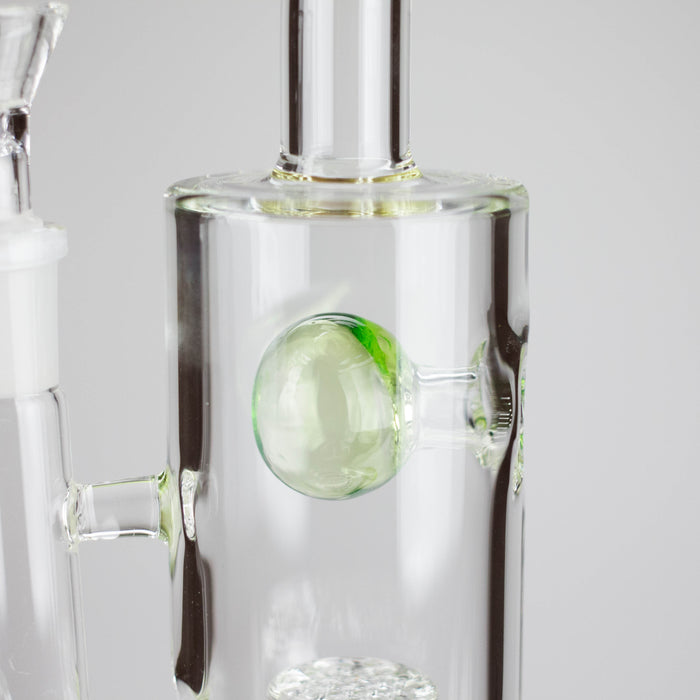 9" Ball Perc Glass Bong – Green with Bent Neck & 14mm Bowl Glass Bong Small Biz Distributors