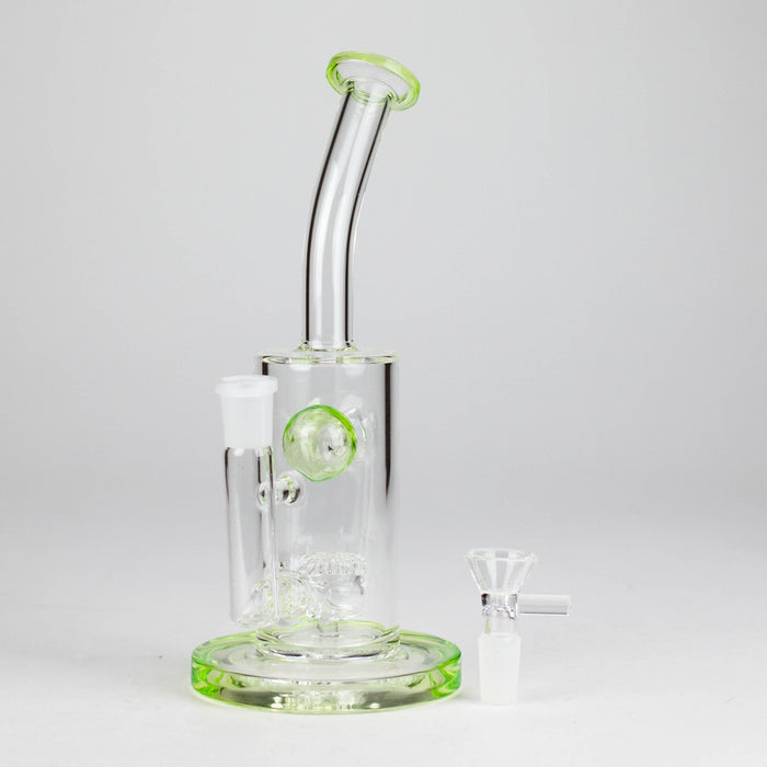 9" Ball Perc Glass Bong – Green with Bent Neck & 14mm Bowl Glass Bong Small Biz Distributors