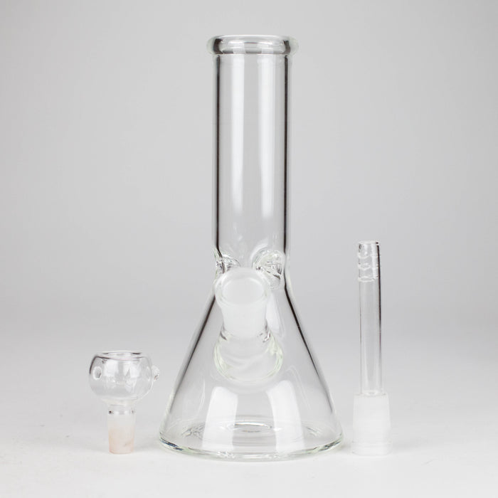 8" Clear Beaker Glass Bong – 4mm Thick Glass Bong HALLO GLASS