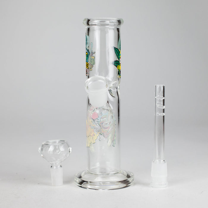 8" Cylinder Tube Glass Bong – 4mm Thick Glass Bong HALLO GLASS