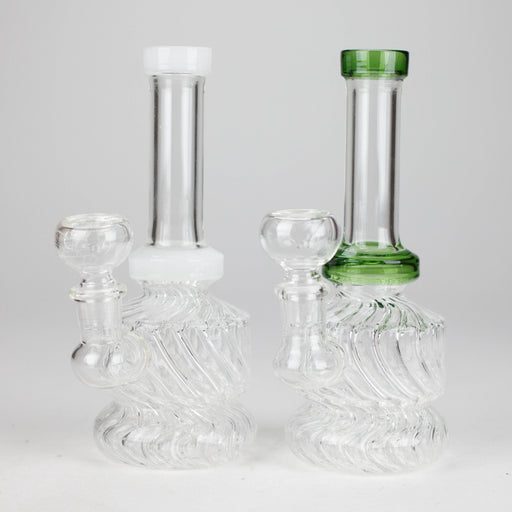 6" Ribbed Base Mini Glass Bong – Compact & Durable (Assorted) Glass Bong HALLO GLASS