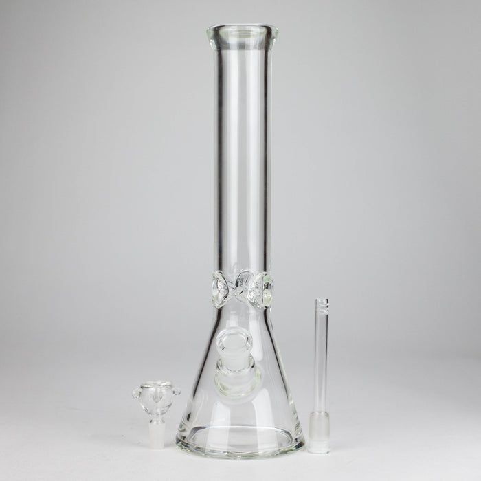 14" Thick: 7mm Heavy Base Beaker Glass Bong-Clear Glass Bong HALLO GLASS